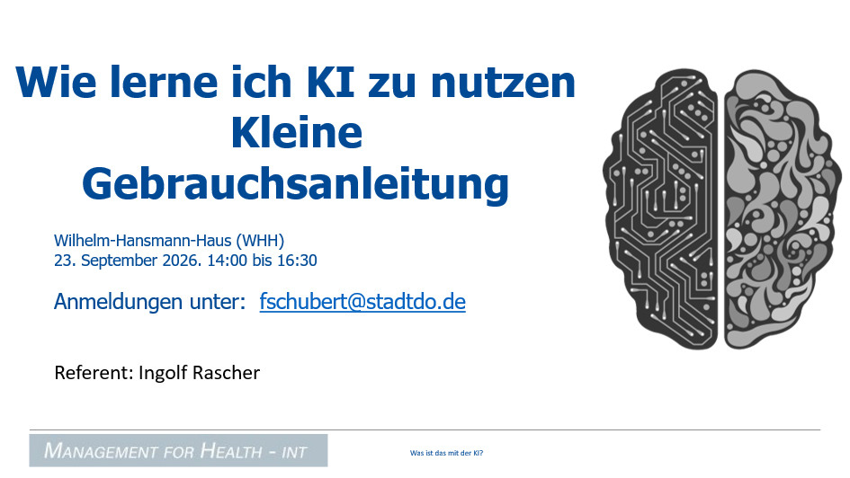 Grafik: Wie lerne ich , KI zu nutzen? Ein Vortrag von Ingolf Rascher